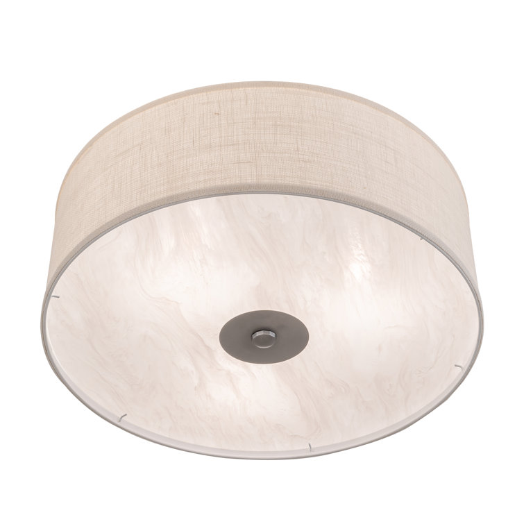 Nickel and Beige 24'' Drum LED Flush Mount Light
