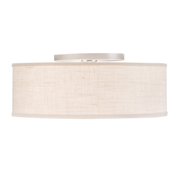 Nickel and Beige 24'' Drum LED Flush Mount Light