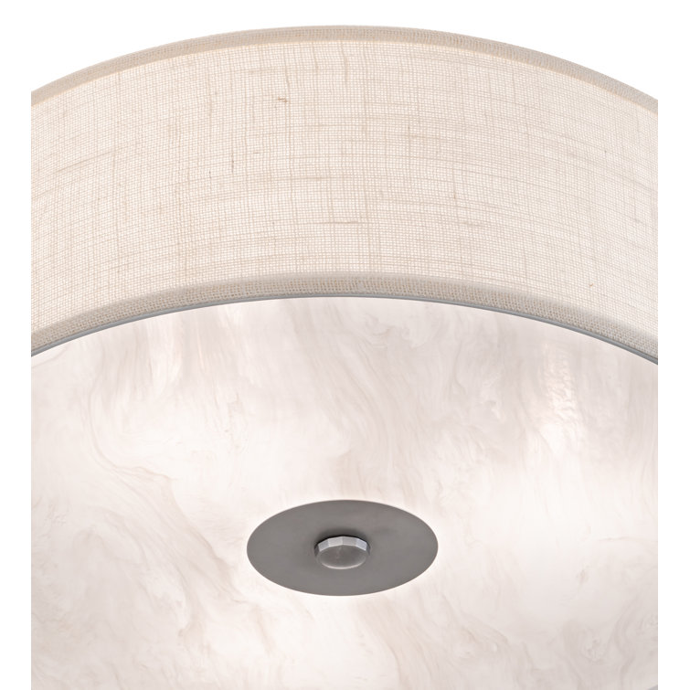 Nickel and Beige 24'' Drum LED Flush Mount Light