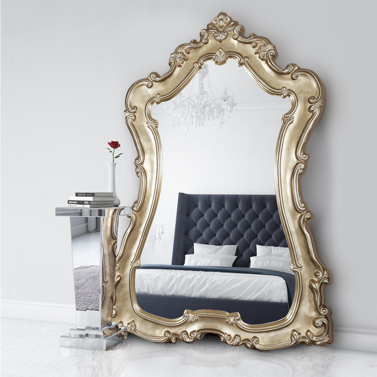 Lorelei Champagne Silver Oversized Rectangular Wood Wall Mirror