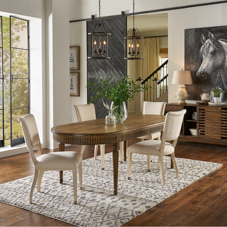 Brown Oval Extendable Wood Dining Table