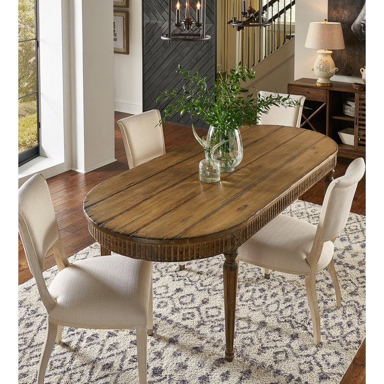 Brown Oval Extendable Wood Dining Table