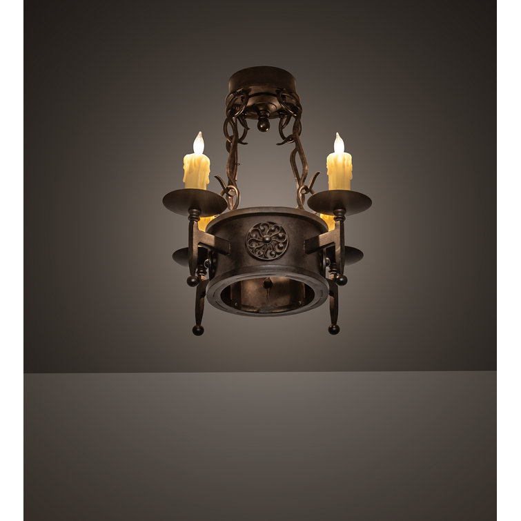 Lorenzo Chocolate Finish 4-Light Semi-Flush Mount with Ivory Faux Candlelights