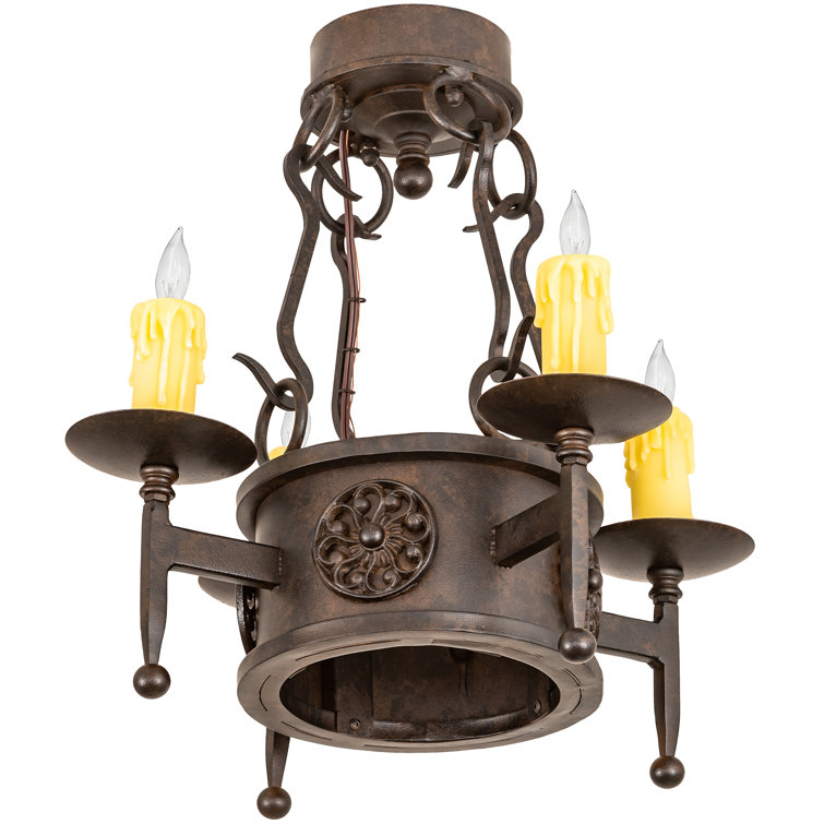 Lorenzo Chocolate Finish 4-Light Semi-Flush Mount with Ivory Faux Candlelights
