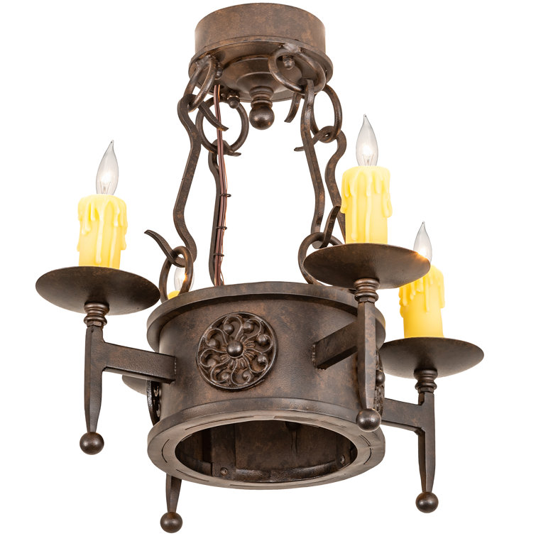 Lorenzo Chocolate Finish 4-Light Semi-Flush Mount with Ivory Faux Candlelights