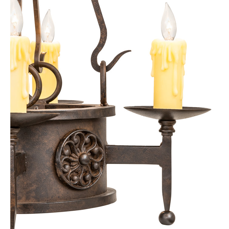 Lorenzo Chocolate Finish 4-Light Semi-Flush Mount with Ivory Faux Candlelights