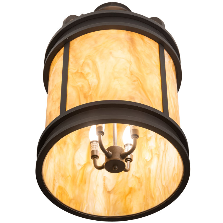 Amber Acrylic and Bronze 4-Light Indoor/Outdoor Flush Mount