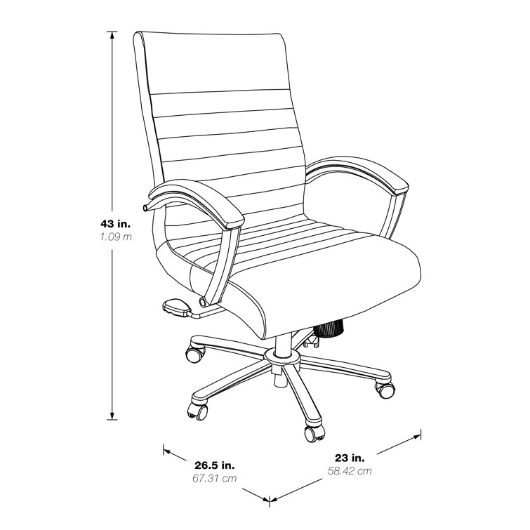Black Faux Leather Executive Mid-Back Office Chair with Adjustable Arms