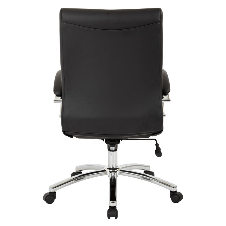Black Faux Leather Executive Mid-Back Office Chair with Adjustable Arms