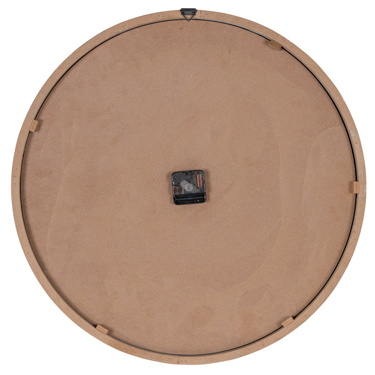 Gray and Natural Solid Wood Round Wall Clock with Glass Face
