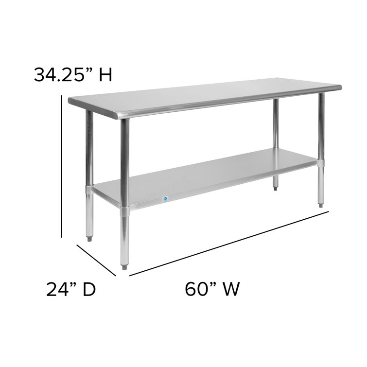 Versatile Stainless Steel 60" Prep & Work Table with Adjustable Undershelf