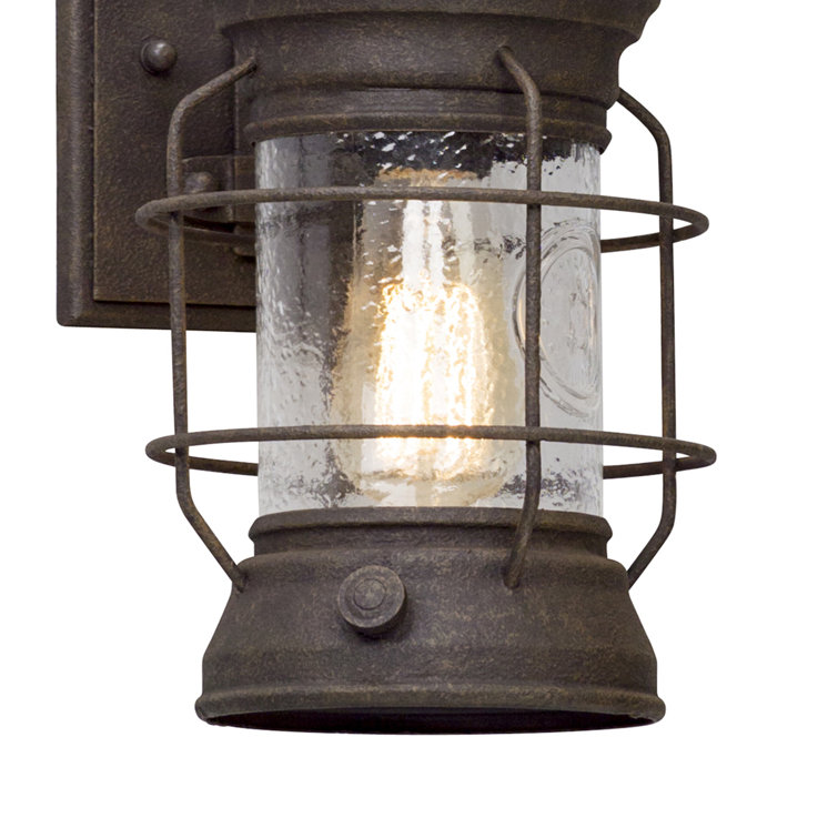 Small Black Iron Industrial Lantern Wall Sconce