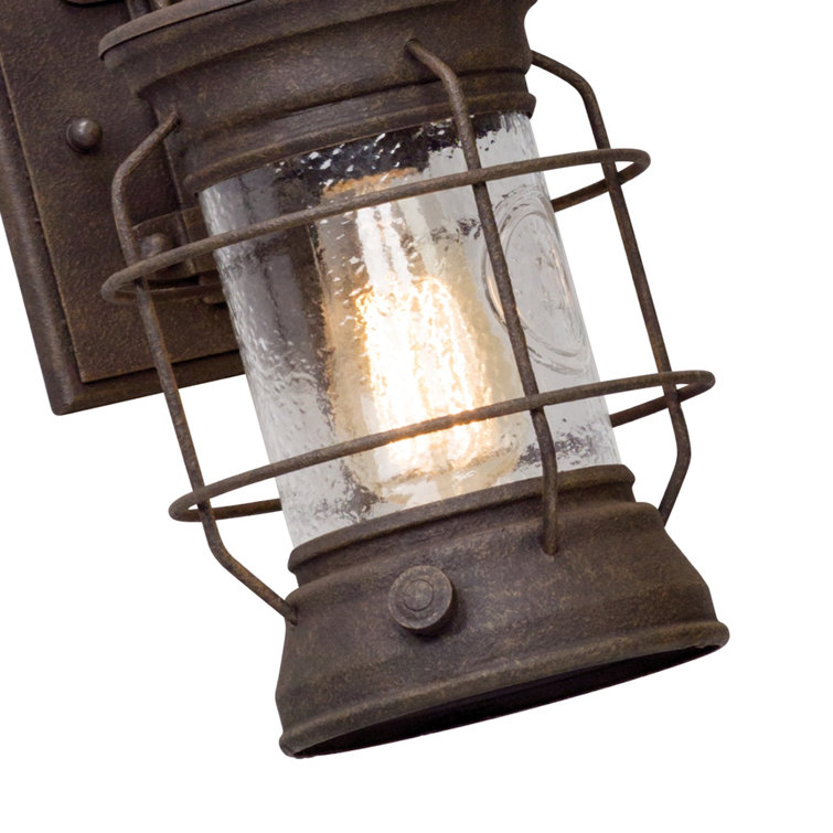 Small Black Iron Industrial Lantern Wall Sconce