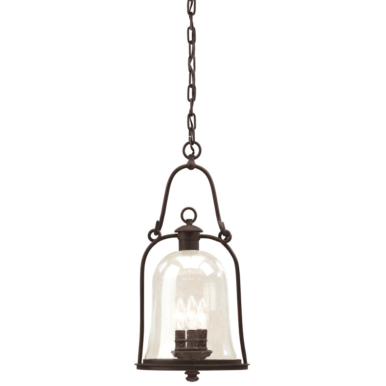 Large Rustic Bronze Glass Outdoor Hanging Lantern