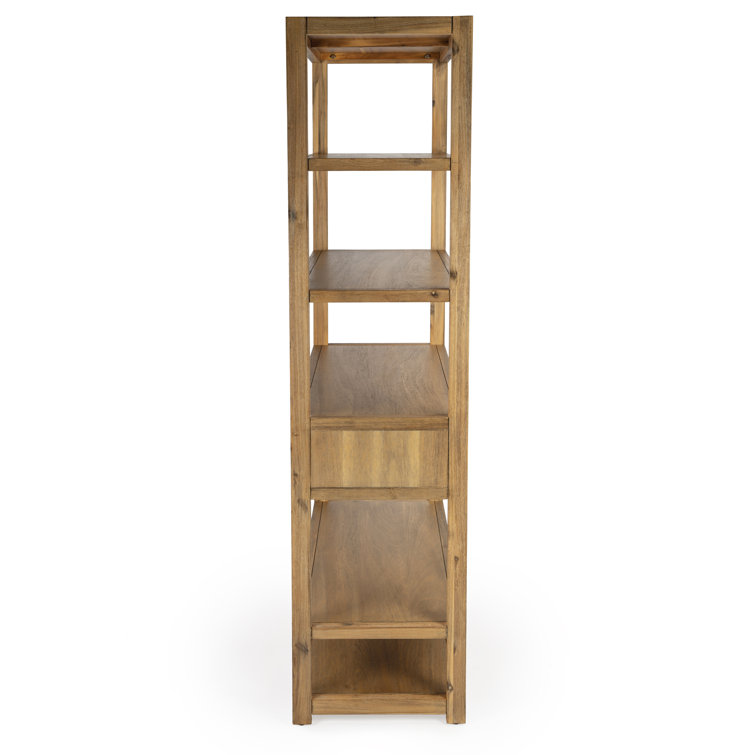 Adjustable Lark 70'' Black Wood Bookcase with Metallic Accents