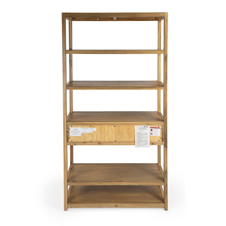 Adjustable Lark 70'' Black Wood Bookcase with Metallic Accents