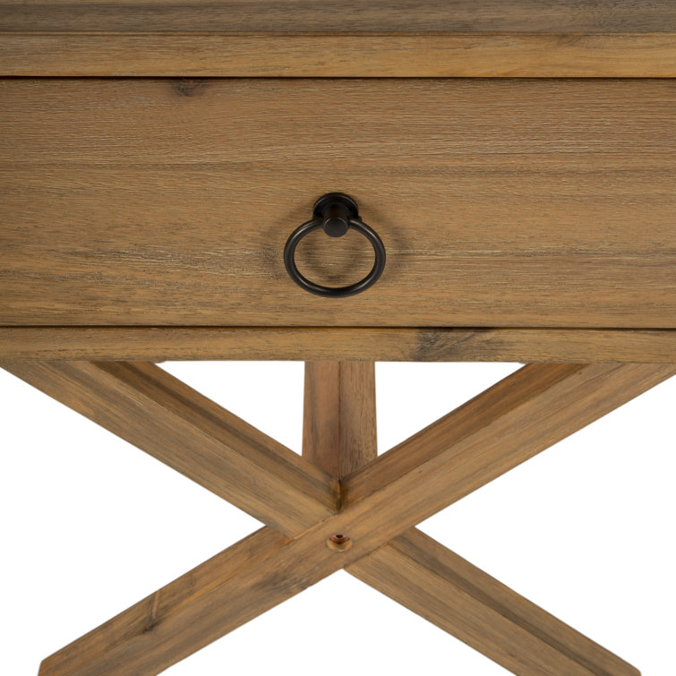Lark Natural Wood and Metal 90" Rectangular End Table with Storage