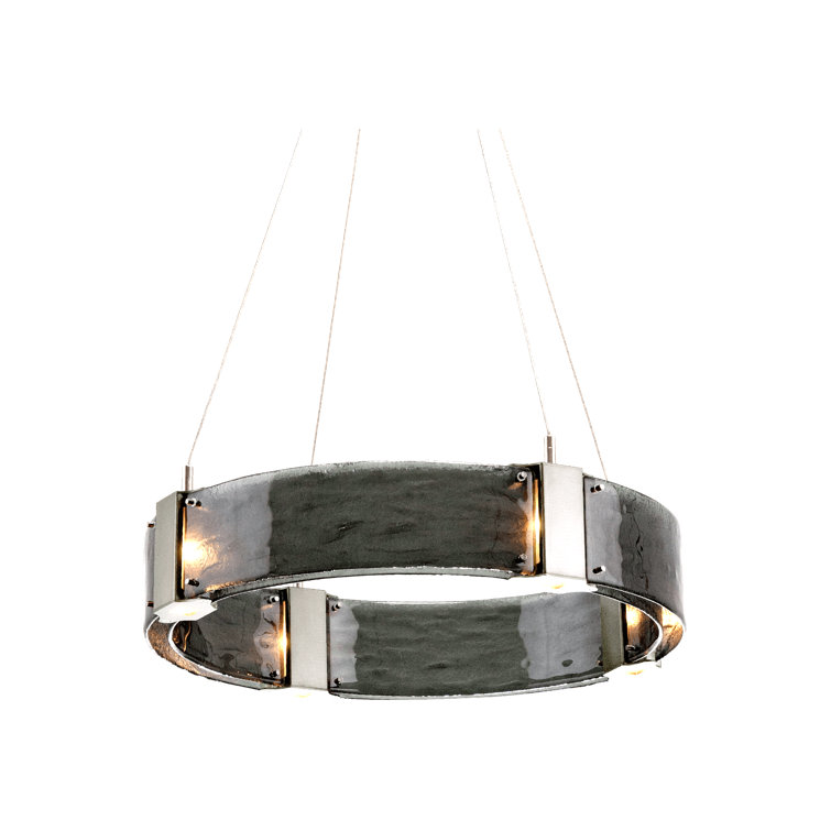 Bronze Crystal 23.9" Plug-in Parallel Ring Chandelier