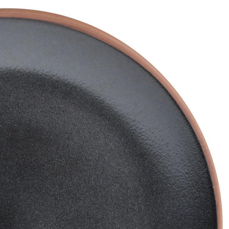 Black and Beige Ceramic 16-Piece Dinnerware Set, Service for 4