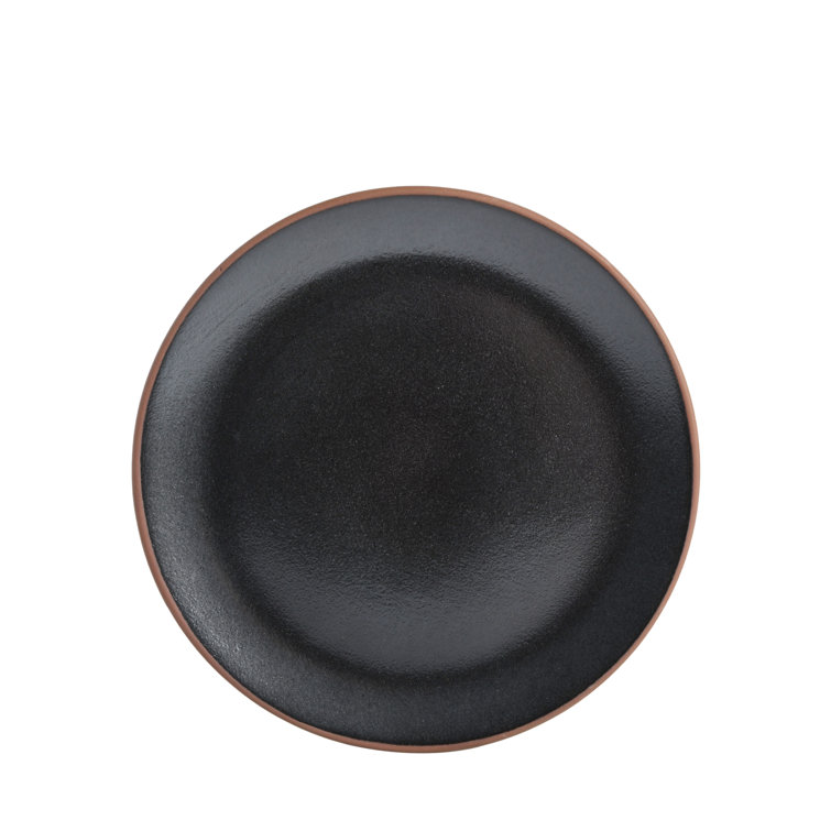 Black and Beige Ceramic 16-Piece Dinnerware Set, Service for 4