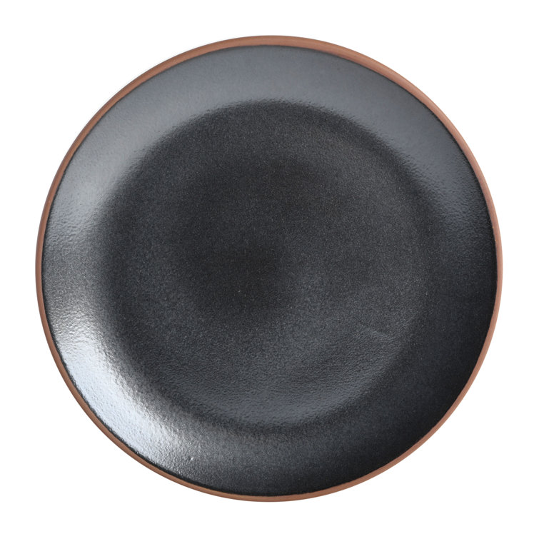 Black and Beige Ceramic 16-Piece Dinnerware Set, Service for 4