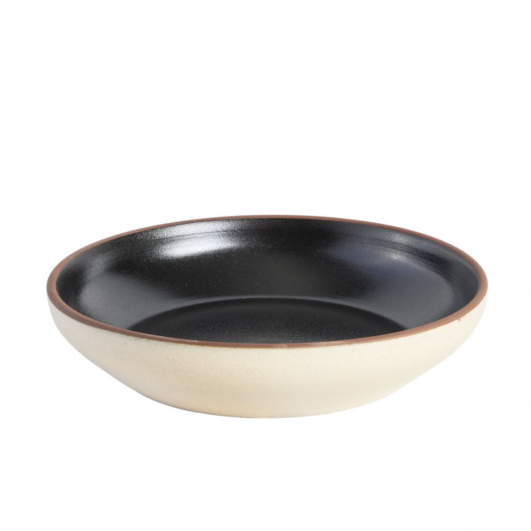 Black and Beige Ceramic 16-Piece Dinnerware Set, Service for 4