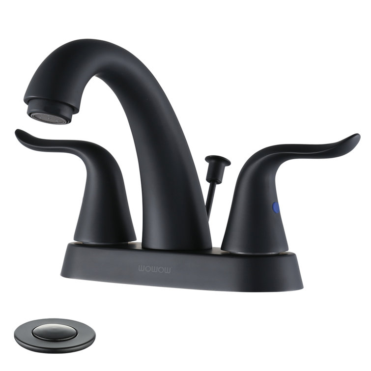Matte Black Stainless Steel Centerset 2-Handle Bathroom Faucet