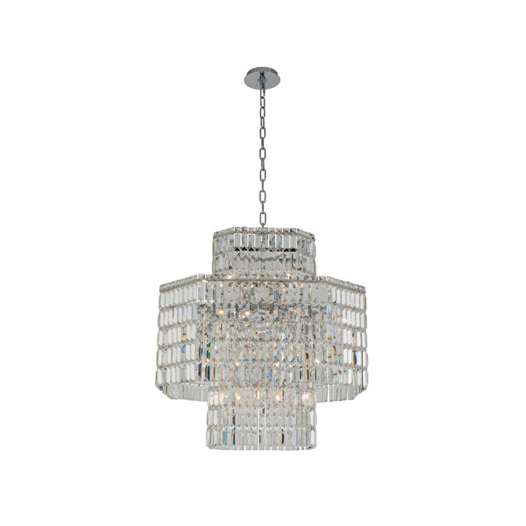 Livelli 29" Chrome Crystal LED Multilevel Chandelier