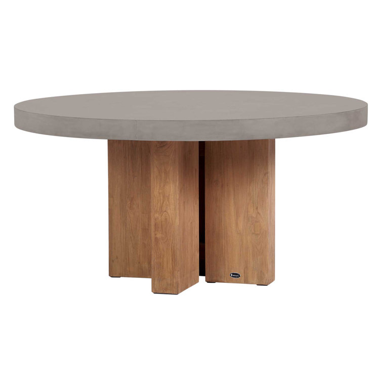 Slate Gray Java Teak and Concrete Contemporary Dining Table