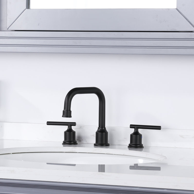 Matte Black Modern Widespread Bathroom Faucet with Pop-Up Drain