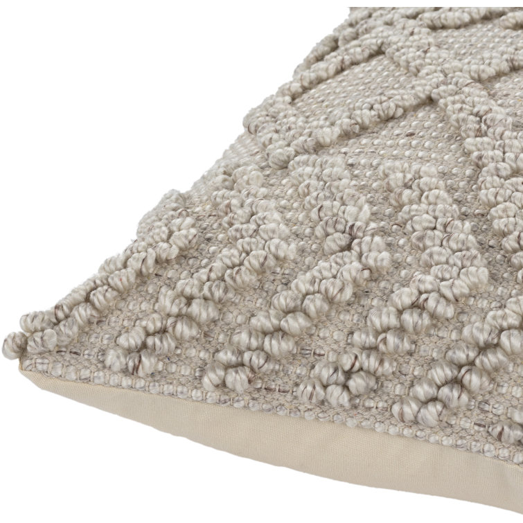Anders 20" Square Beige Cotton Blend Throw Pillow