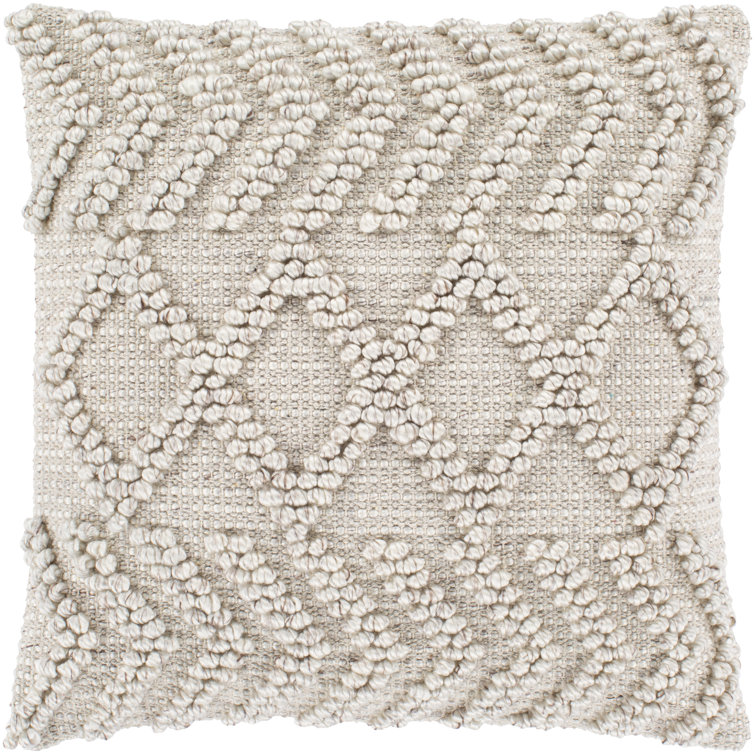Anders 20" Square Beige Cotton Blend Throw Pillow