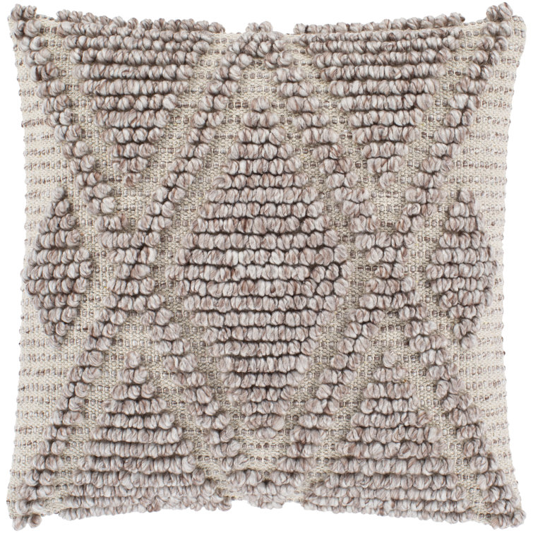 Anders 20" Square Cream and Gray Embroidered Pillow