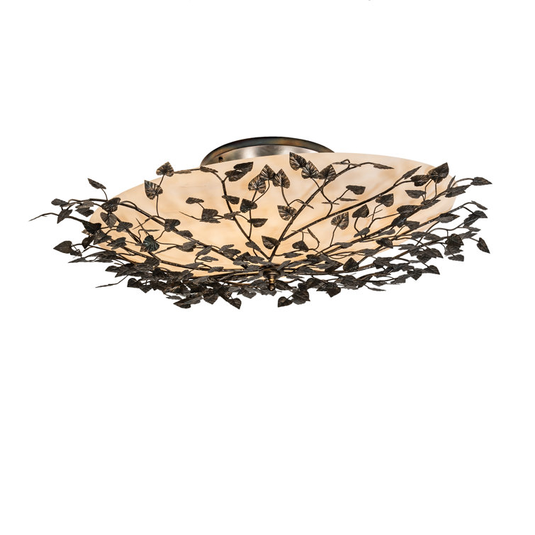 Espe 8-Light Antique Copper Semi-Flush Mount with Beige Acrylic Lens