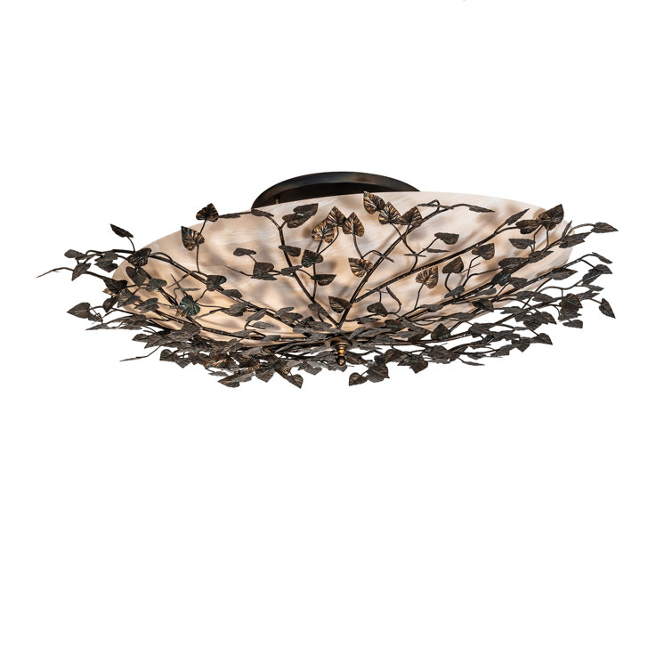 Espe 8-Light Antique Copper Semi-Flush Mount with Beige Acrylic Lens