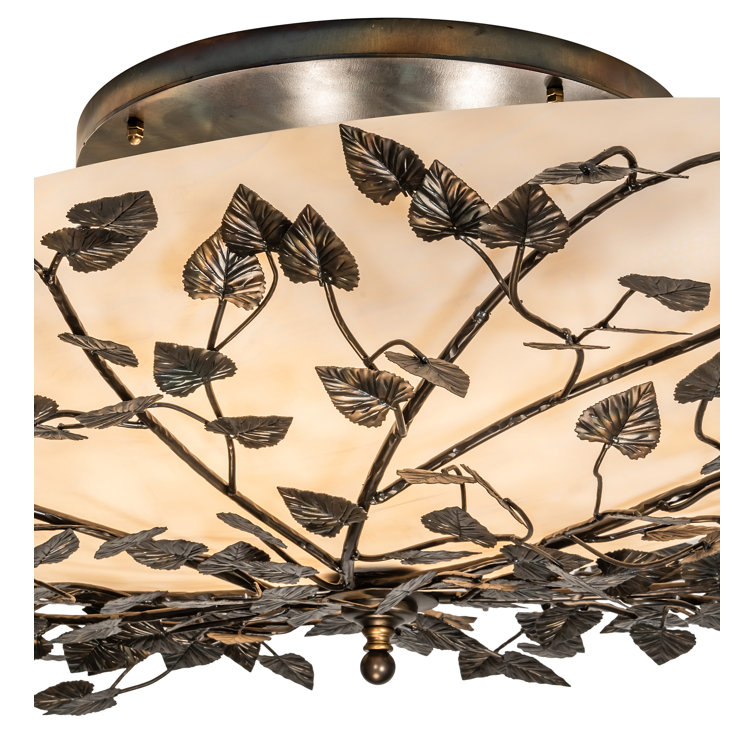 Espe 8-Light Antique Copper Semi-Flush Mount with Beige Acrylic Lens