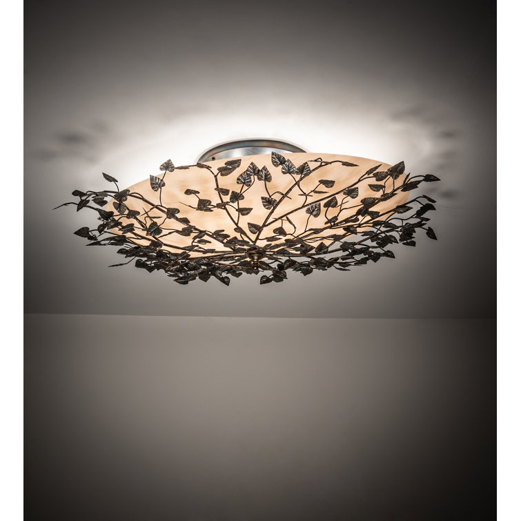 Espe 8-Light Antique Copper Semi-Flush Mount with Beige Acrylic Lens