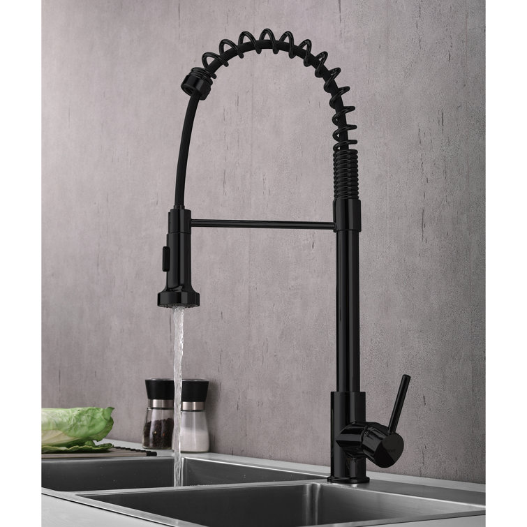 Black Stainless Steel Pull-Out Spray Kitchen Faucet
