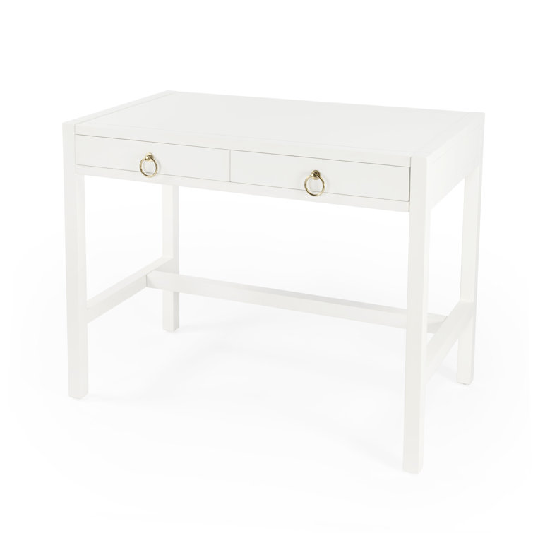 Elin Contemporary White Wood Writing Desk with Drawers