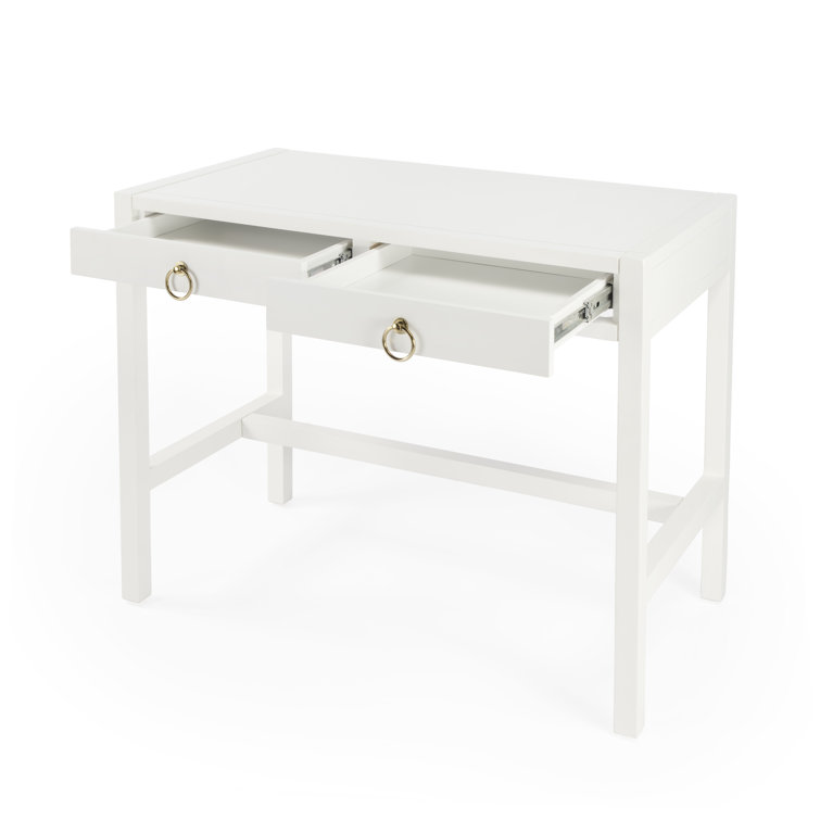 Elin Contemporary White Wood Writing Desk with Drawers