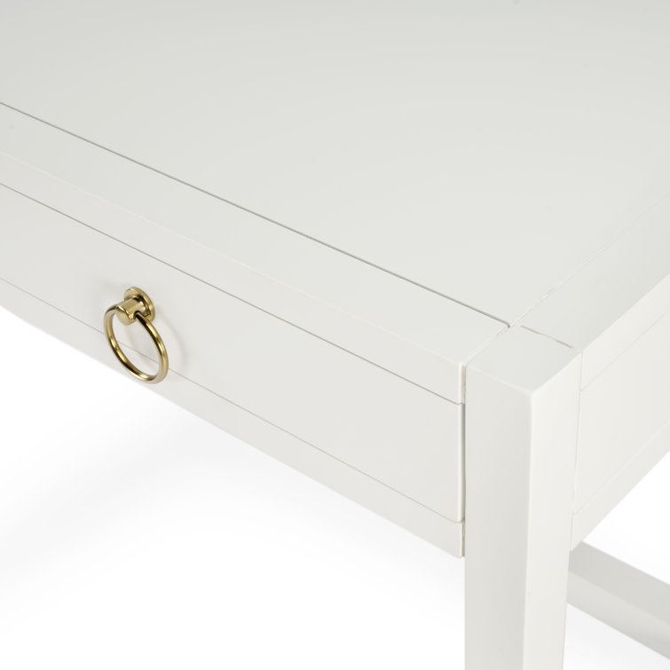 Elin Contemporary White Wood Writing Desk with Drawers