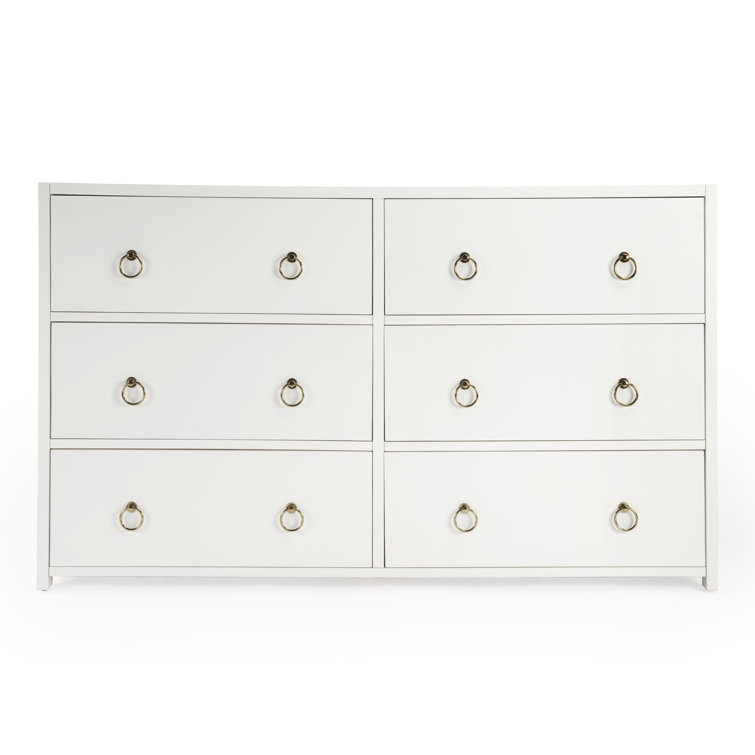 Elin Glam White Double Dresser with Dovetail Drawers