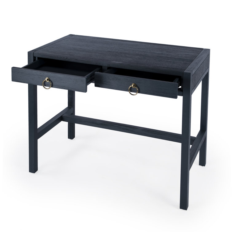 Elin 116'' Navy Minimalist Wood Writing Desk with Drawers