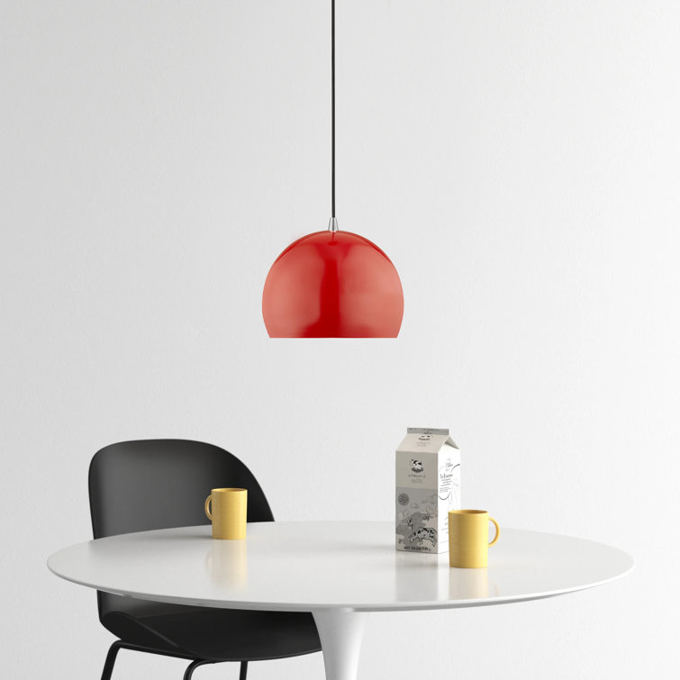 Contemporary Shiny Red Aluminum Mini Pendant with White Interior