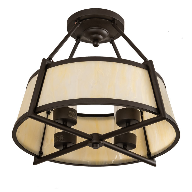 Elegant Cilindro 4-Light Semi-Flush Mount in Oil Rubbed Bronze with Crystal Accents