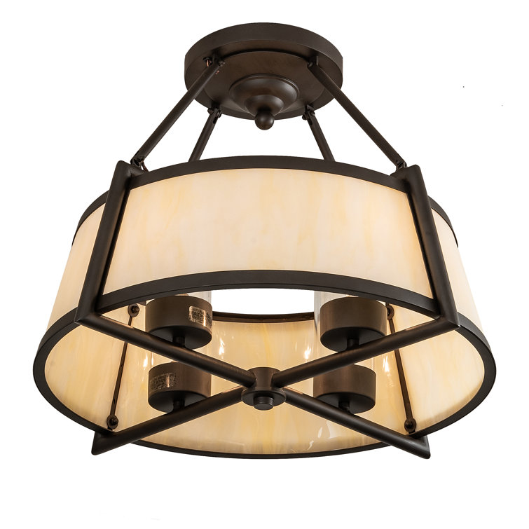 Elegant Cilindro 4-Light Semi-Flush Mount in Oil Rubbed Bronze with Crystal Accents