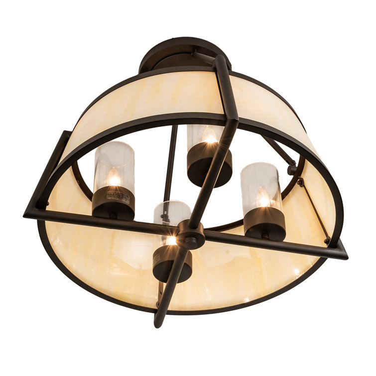 Elegant Cilindro 4-Light Semi-Flush Mount in Oil Rubbed Bronze with Crystal Accents