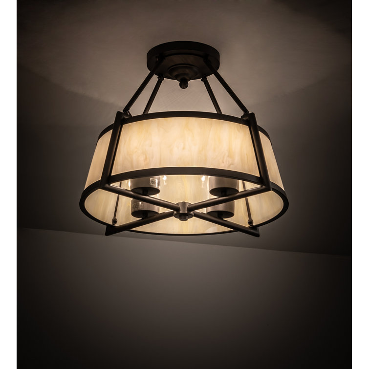 Elegant Cilindro 4-Light Semi-Flush Mount in Oil Rubbed Bronze with Crystal Accents