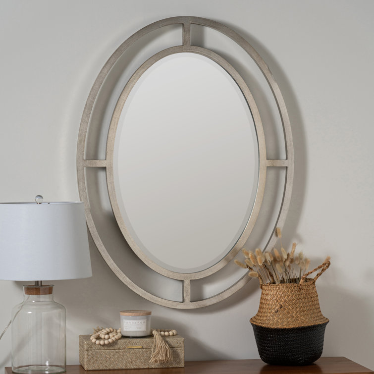 Elegant Oval 40.5'' Wall Mirror with Silver and Gold Finish