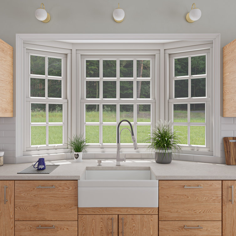 White Fireclay Farmhouse Drop-in Single Bowl Sink